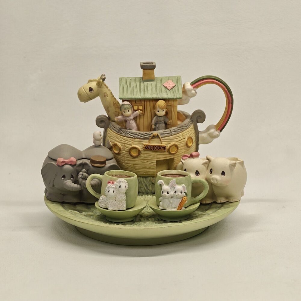 Precious Moments Noah's Ark Mini Tea Set 1996 Enesco 270121 Incomplete 10 Pieces